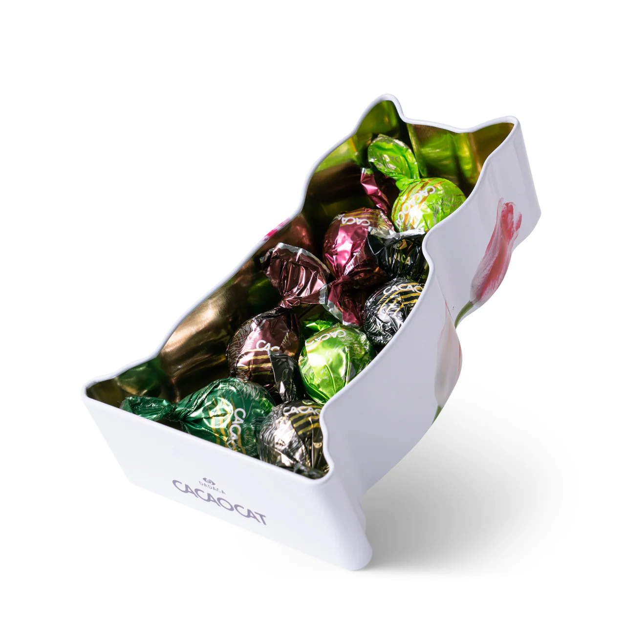 〈母の日ボックス＋カーネーション〉選べるお花柄の猫缶チョコ