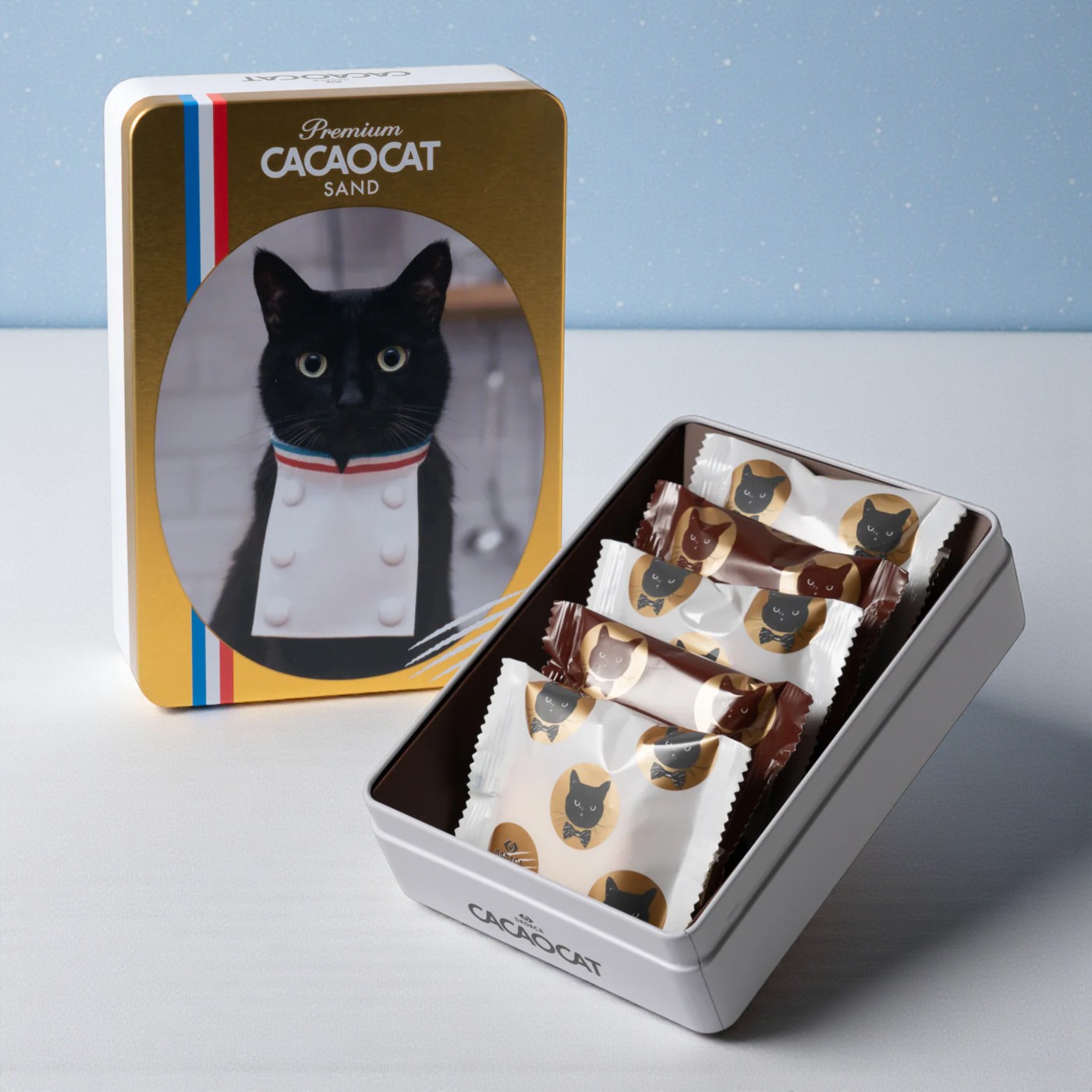 〈母の日ボックス＋カーネーション〉猫缶チョコサンド(PREMIUM CACAOCAT SAND 5個入)