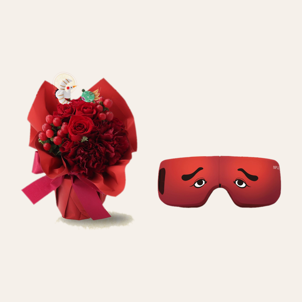 【還暦祝い】アイマスクと生花アレンジメントの癒しセット
