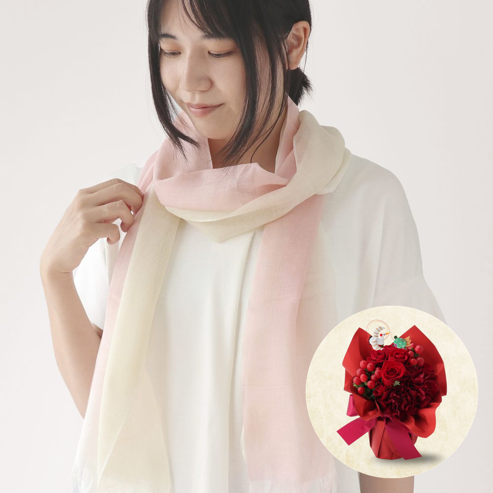 【還暦祝い】シルクストールと生花アレンジメントの華やかセット