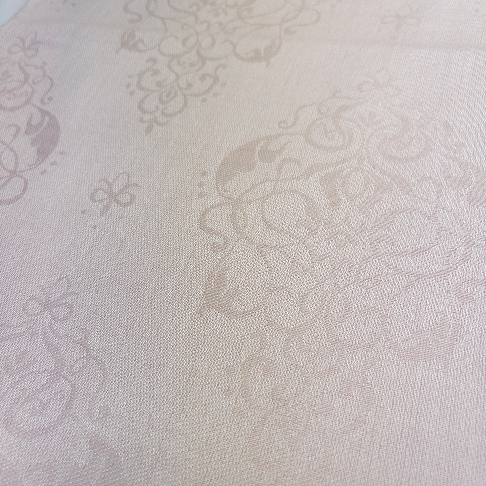 パステルカラーの薄手ダマスクJQストールとコットンバケットハットのセット