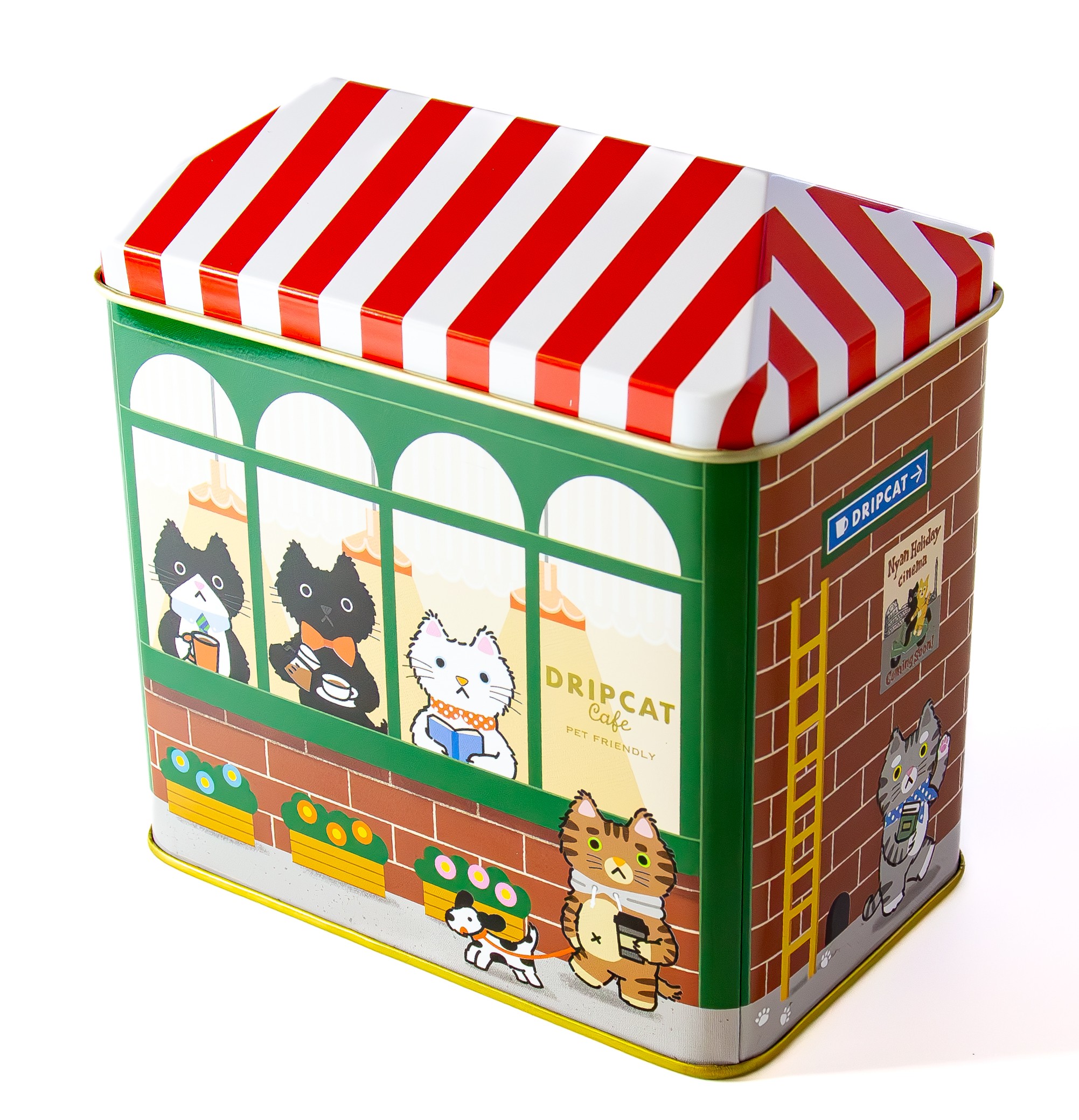 〈ボックス＋カーネーションセット〉ねこ好きなお母さんへ！コーヒーとクッキー缶のセット