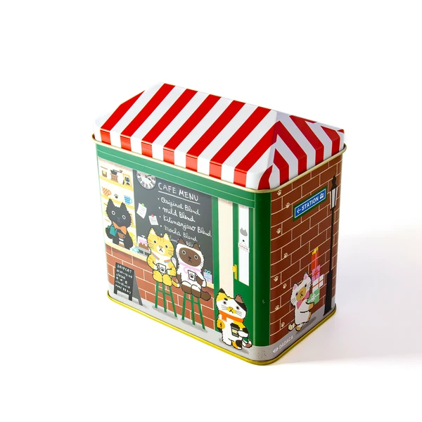 〈ボックス＋カーネーションセット〉ねこ好きなお母さんへ！コーヒーとクッキー缶のセット