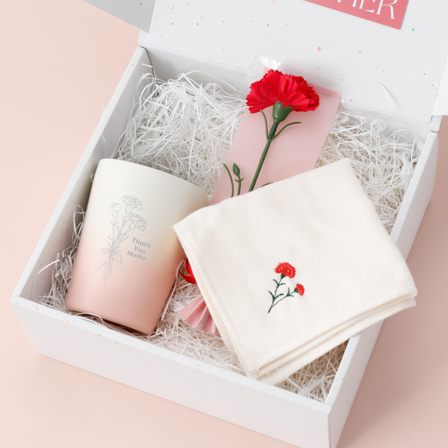 【BOXセット】母の日タンブラー&お花の今治ハンカチ