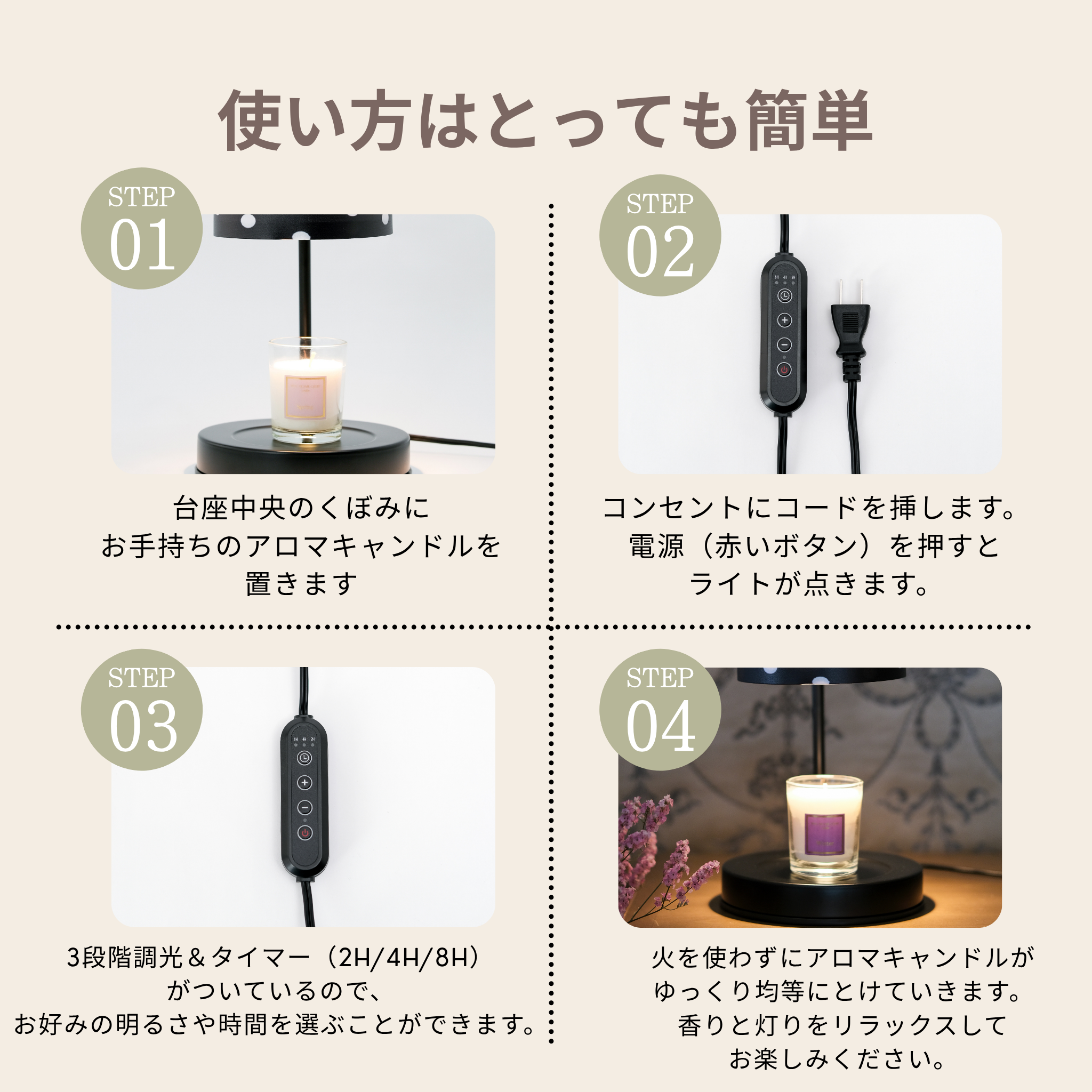 〈母の日限定〉選べるキャンドルウォーマー＋カーネーションデザインアロマキャンドルセット