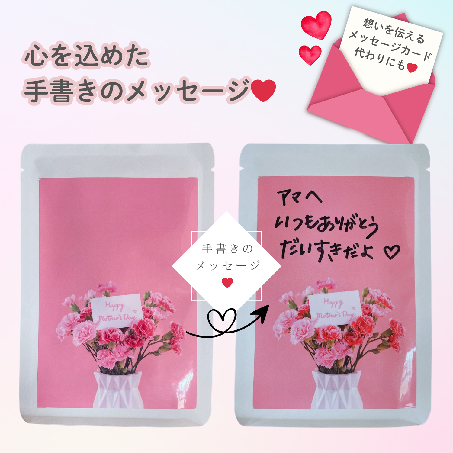 母の日 ありがとうを贈るメッセージフェイスマスク＆選べるギフトセット