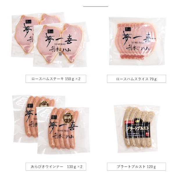 夢一喜 6点セット ロースハム 厚切り ウインナー  詰め合わせ