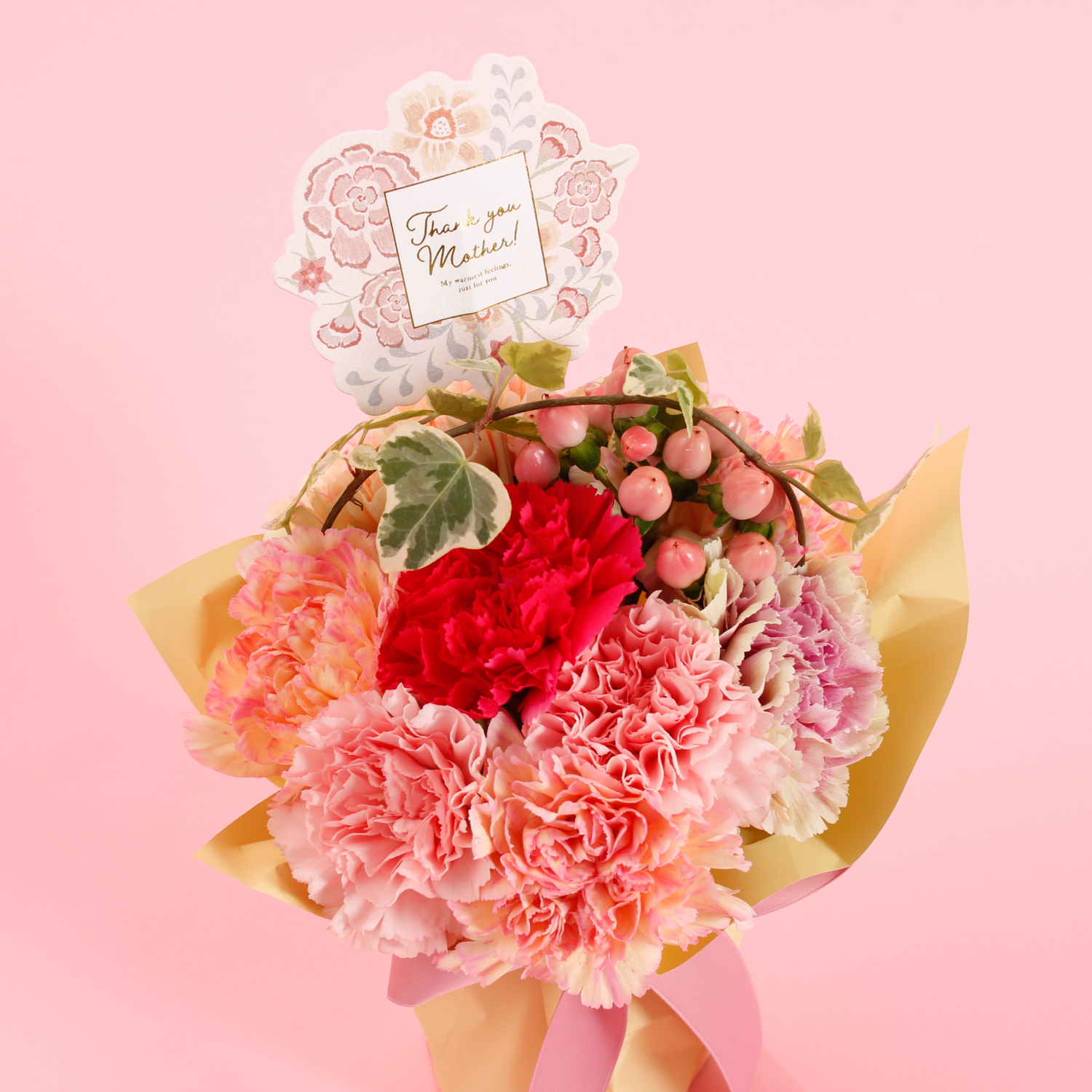 【母の日に感謝を贈る】選べる母の日限定生花＆Thank Youタンブラー