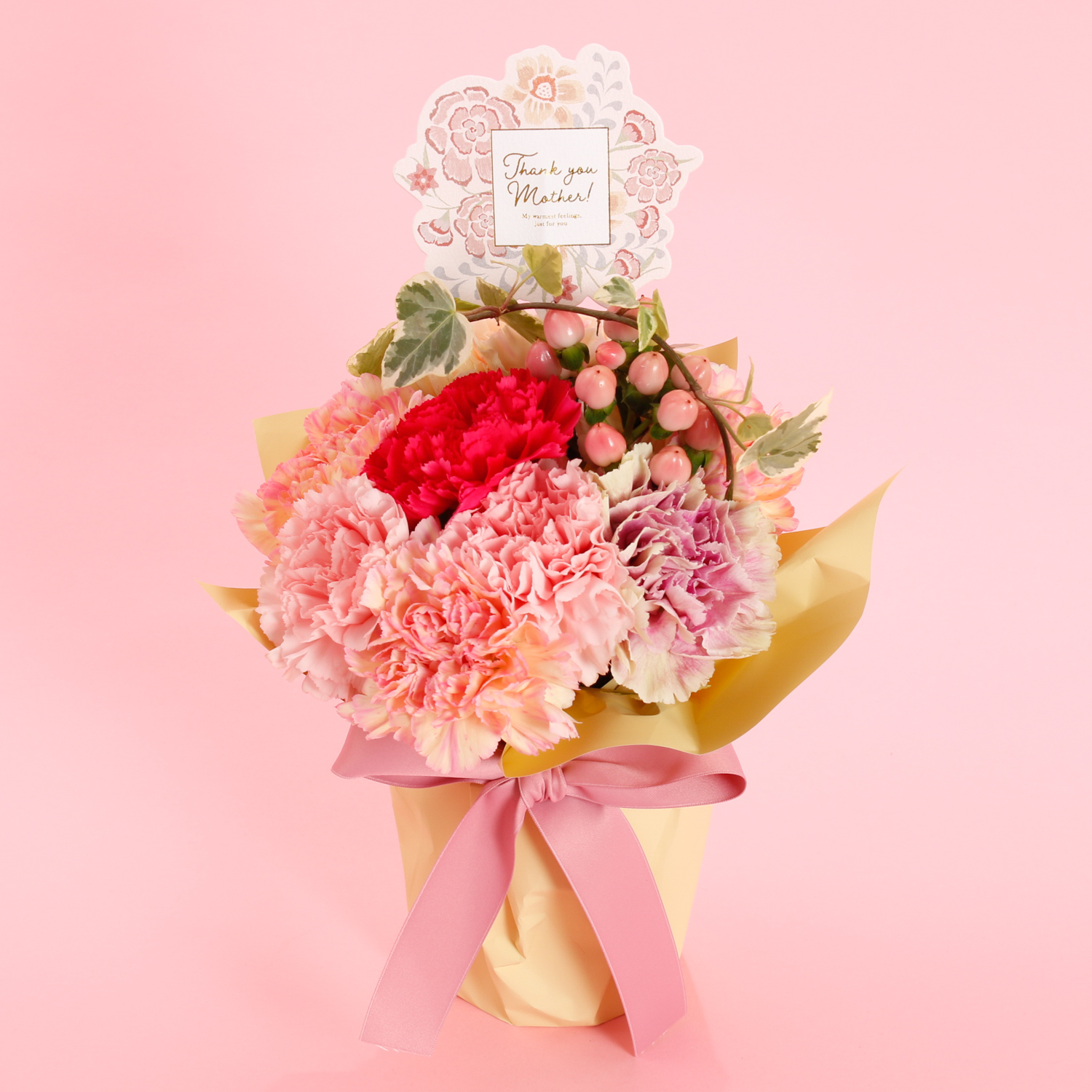 【母の日に感謝を贈る】選べる母の日限定生花＆Thank Youタンブラー