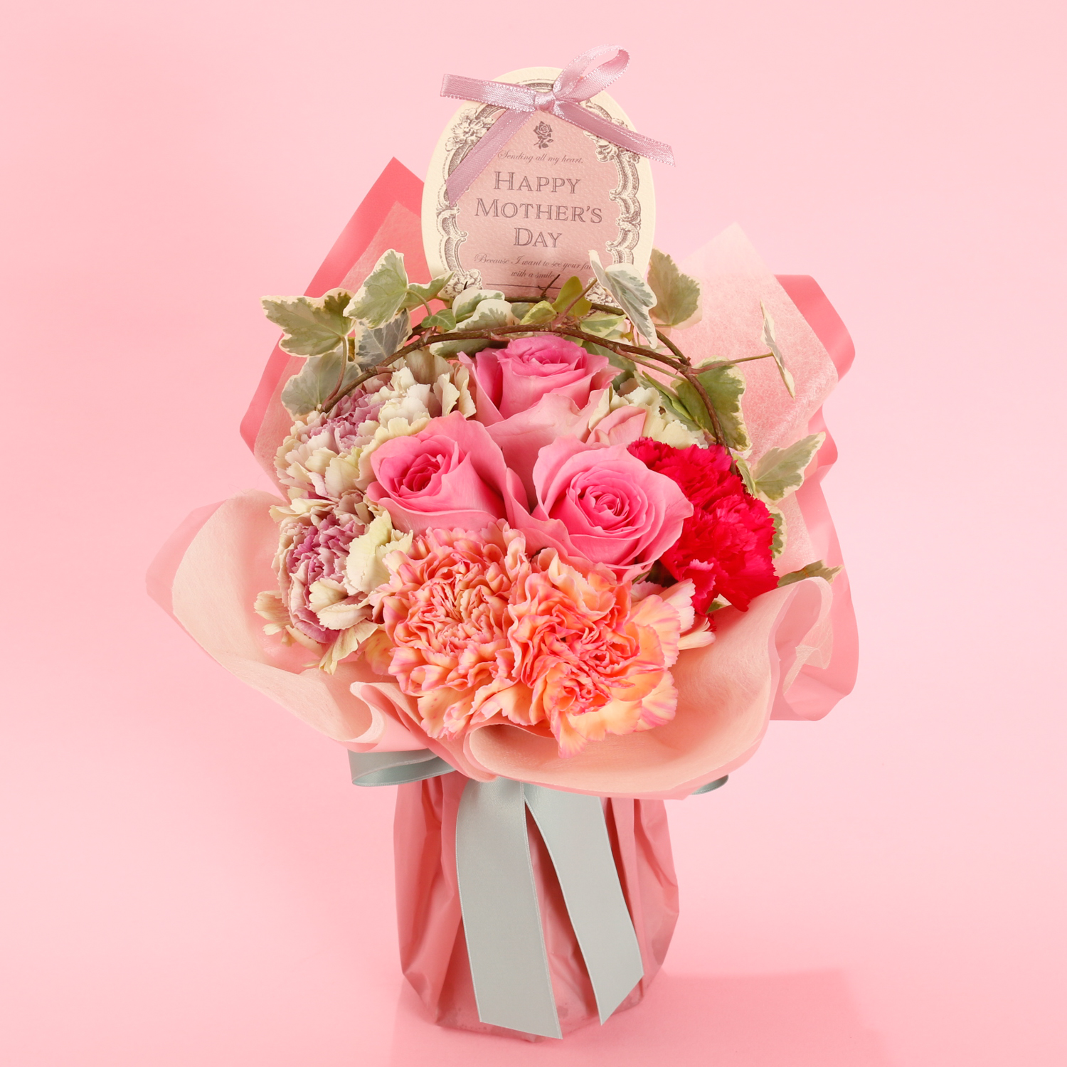 【母の日に感謝を贈る】選べる母の日限定生花＆Thank Youタンブラー