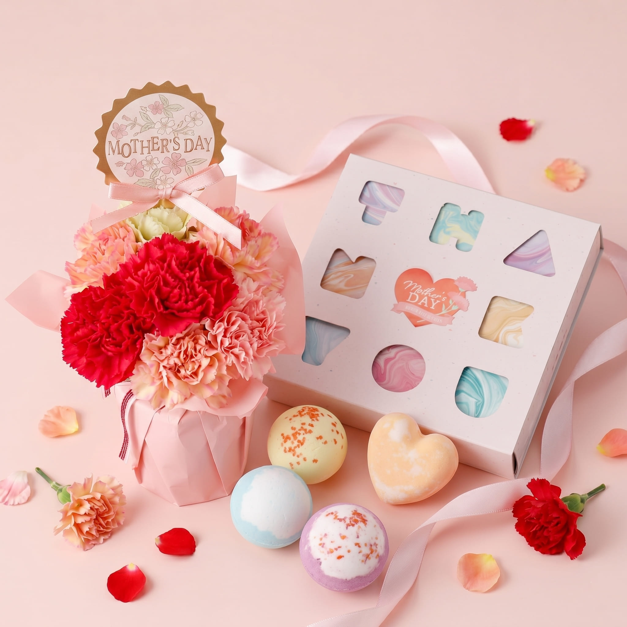 【Mother's DAY】選べる母の日限定生花＆オリジナルバスボム9個入り