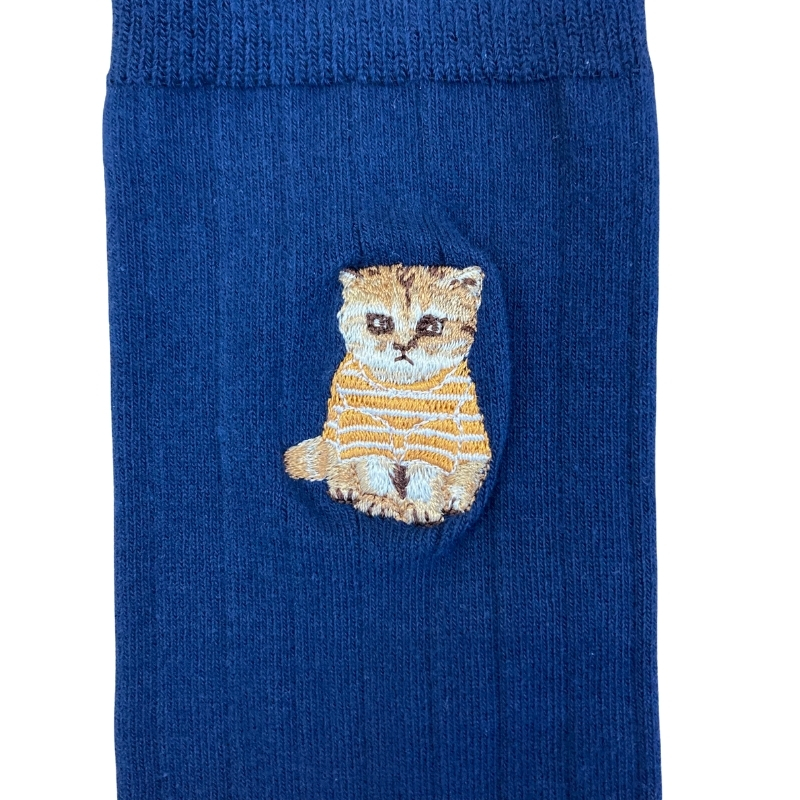 ヌネット刺繍 ユニバーサルサイズ クルーメンズソックス