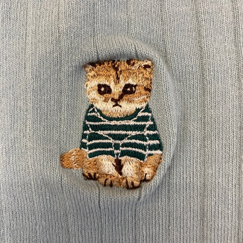 ヌネット刺繍 ユニバーサルサイズ クルーメンズソックス