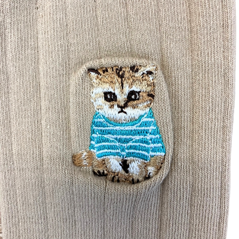 ヌネット刺繍 ユニバーサルサイズ クルーメンズソックス