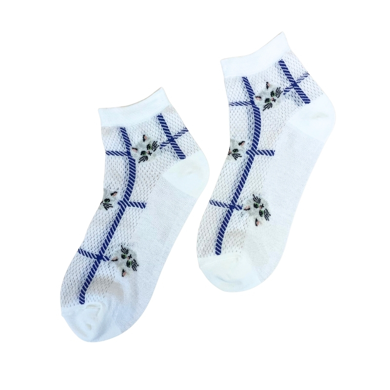 【レディース】メッシュジプシーチェック柄 アンクルソックス