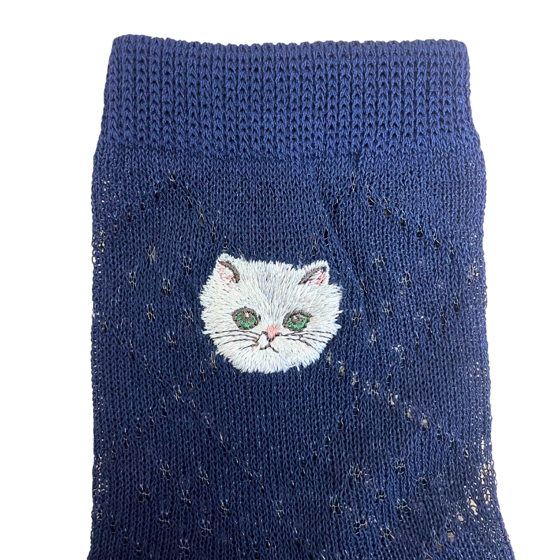 【レディース】ダイヤ柄ジプシー刺繍 ロークルー丈ソックス