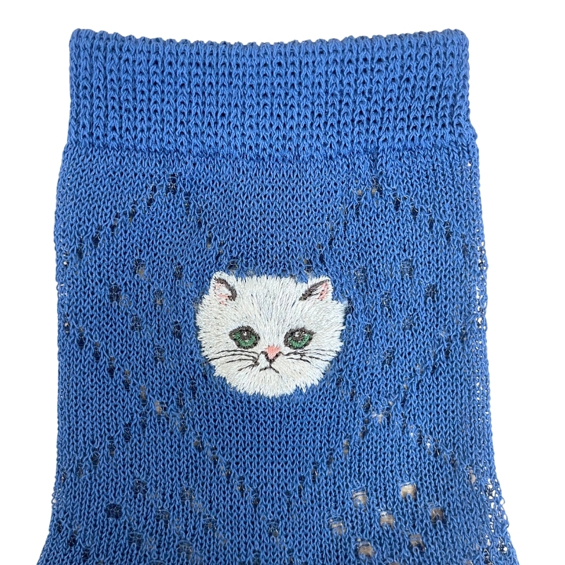 【レディース】ダイヤ柄ジプシー刺繍 ロークルー丈ソックス
