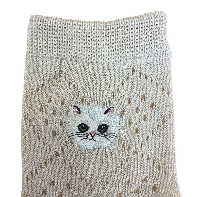 【レディース】ダイヤ柄ジプシー刺繍 ロークルー丈ソックス