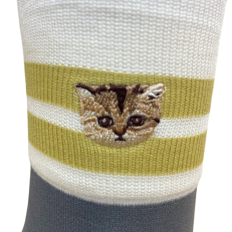 【レディース】シースルー２ラインヌネット刺繍 ショートクルー丈ソックス