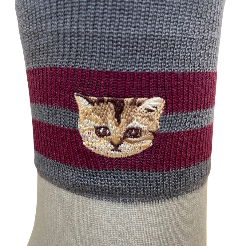【レディース】シースルー２ラインヌネット刺繍 ショートクルー丈ソックス