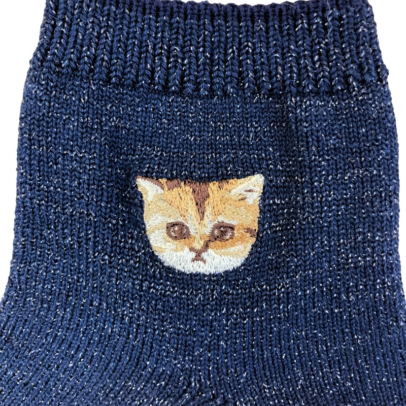 【ユニセックス】ラメ無地ヌネット刺繍 アンクル丈ソックス ユニバーサルサイズ
