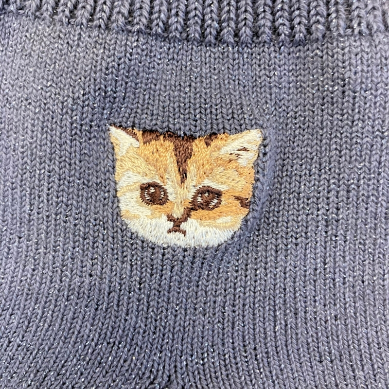 【ユニセックス】ラメ無地ヌネット刺繍 アンクル丈ソックス ユニバーサルサイズ