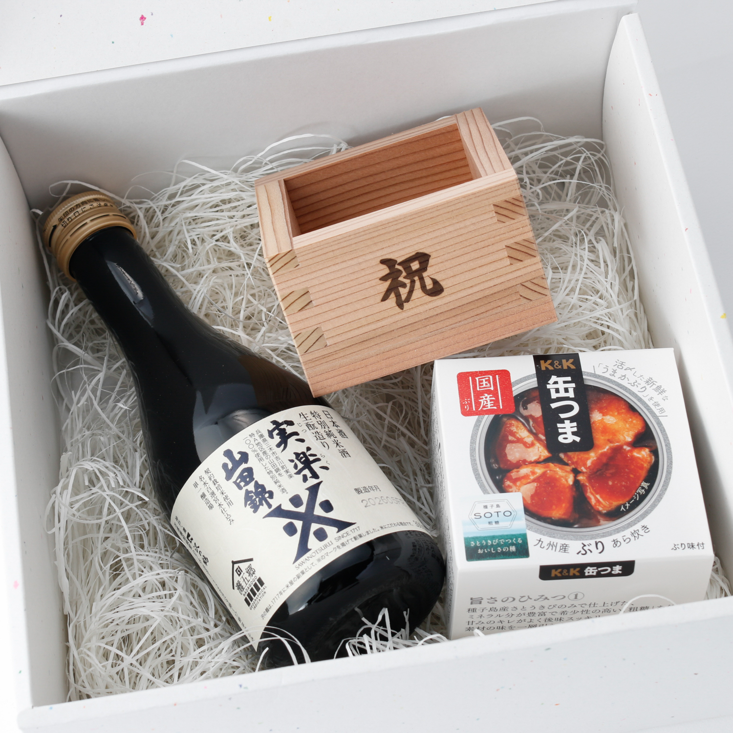 【ギフトBOX付き】吉野杉香る一合枡＆選べる日本酒とおつまみセット