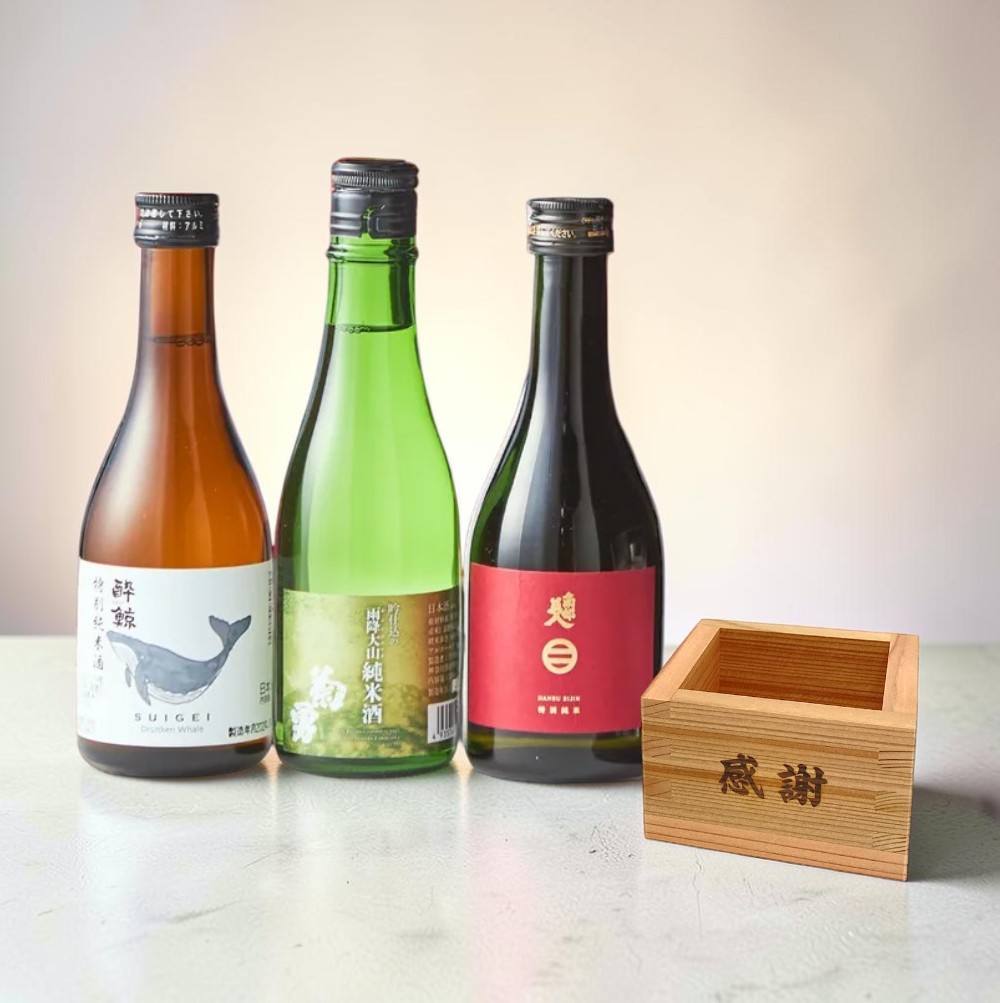 【日本酒好きへ贈る】吉野杉香る一合枡とお好みの日本酒3本セット