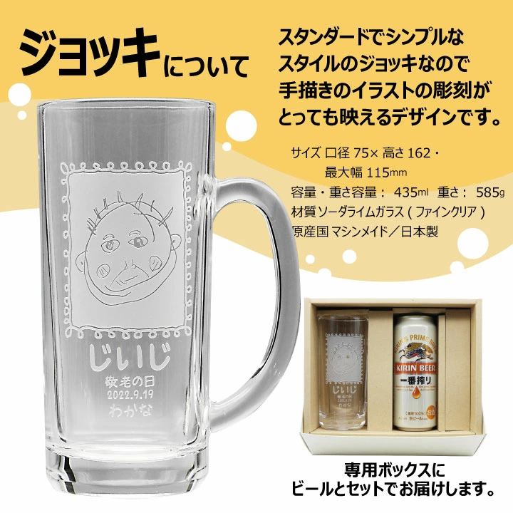 手描きイラスト　ビールジョッキ 500ml缶セット