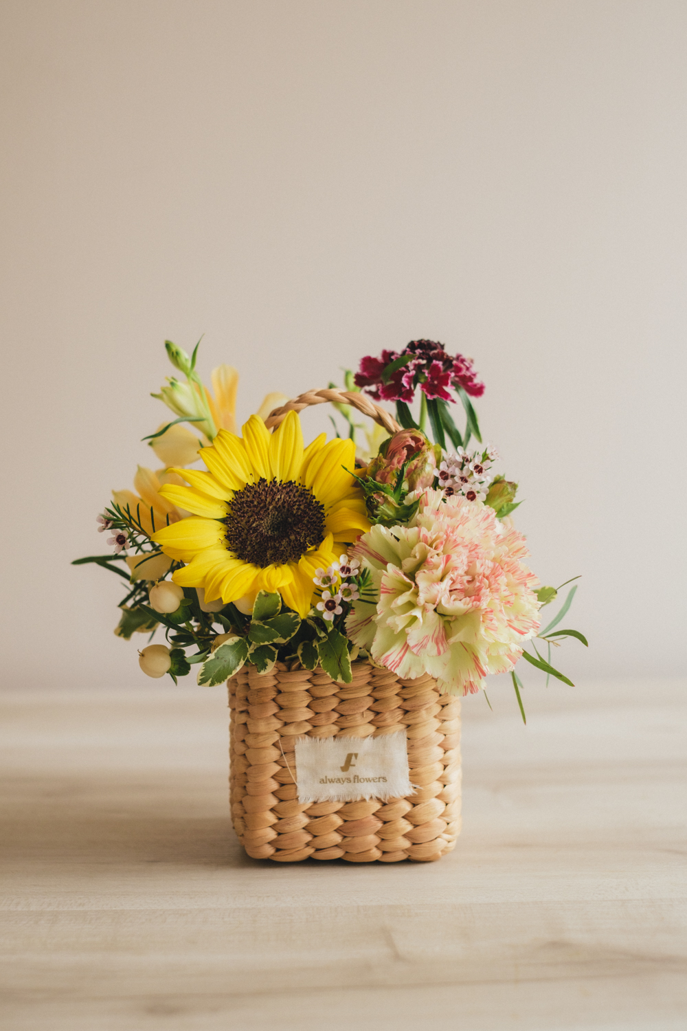 《夏季限定》Flower BAG No.3 ／スクエアカゴバッグ　トラッドイエロー／生花