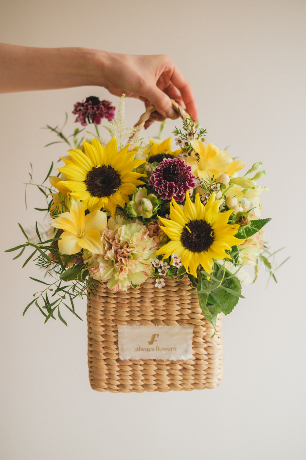 《夏季限定》Flower BAG No.3 ／スクエアカゴバッグ　トラッドイエロー／生花