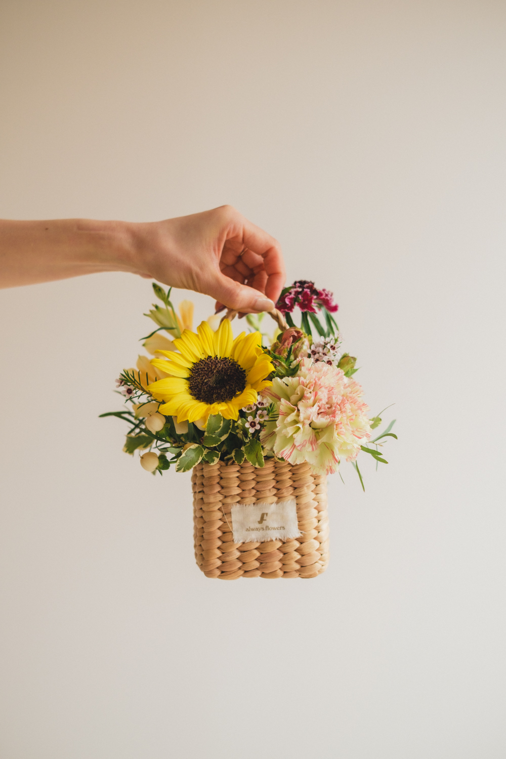 《夏季限定》Flower BAG No.3 ／スクエアカゴバッグ　トラッドイエロー／生花