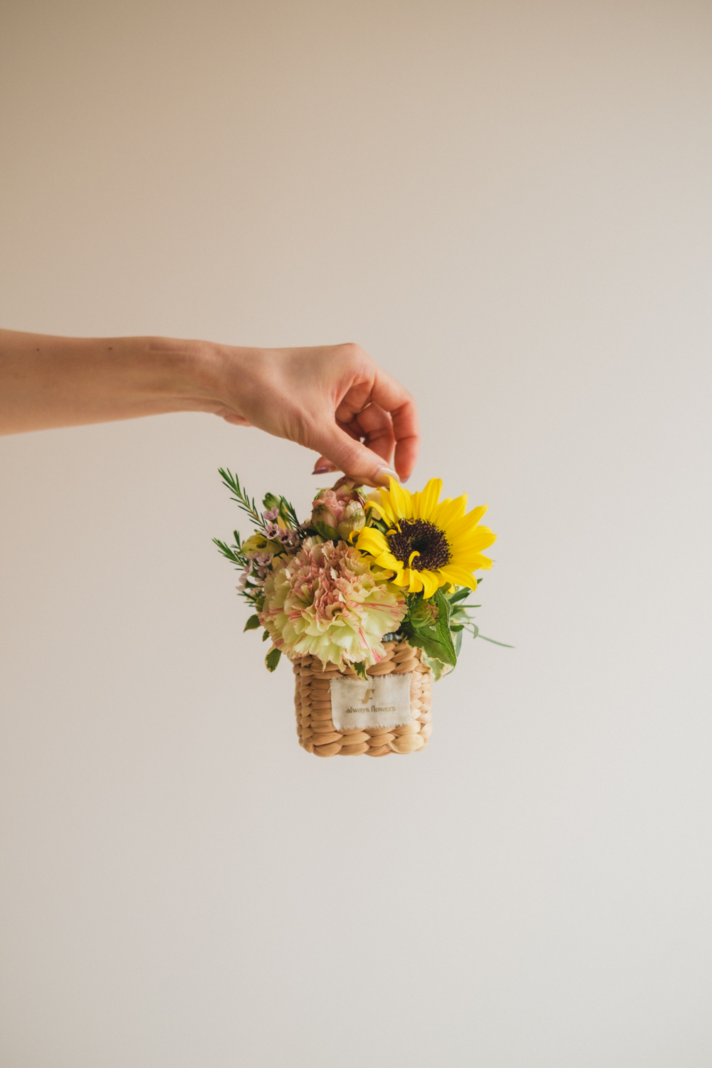 《夏季限定》Flower BAG No.3 ／スクエアカゴバッグ　トラッドイエロー／生花