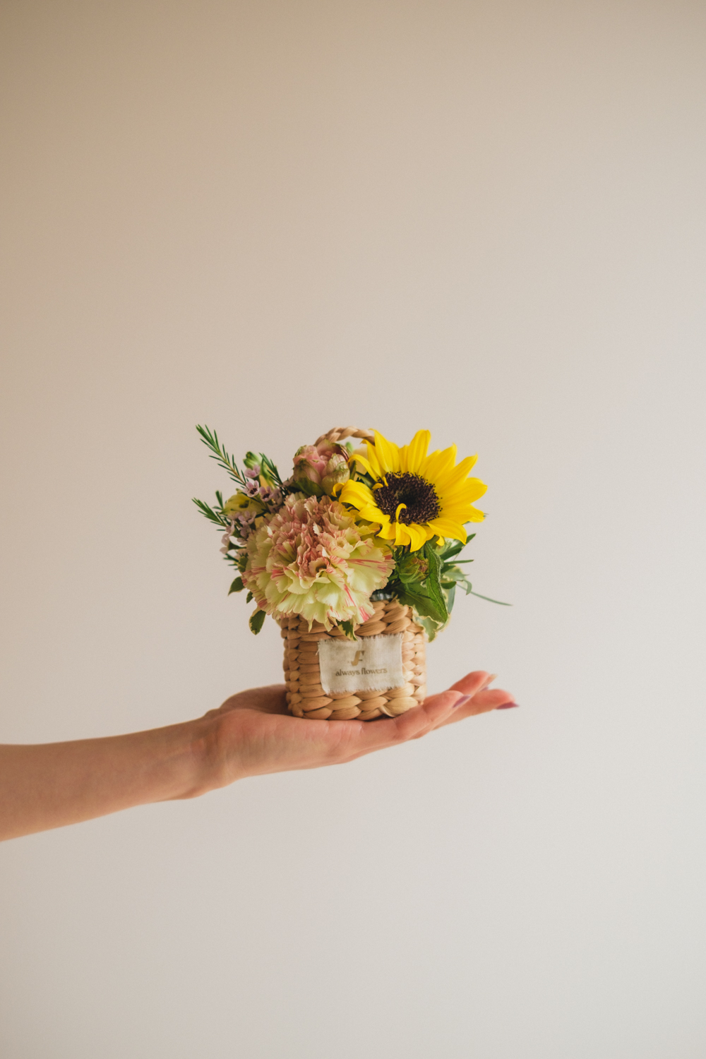 《夏季限定》Flower BAG No.3 ／スクエアカゴバッグ　トラッドイエロー／生花