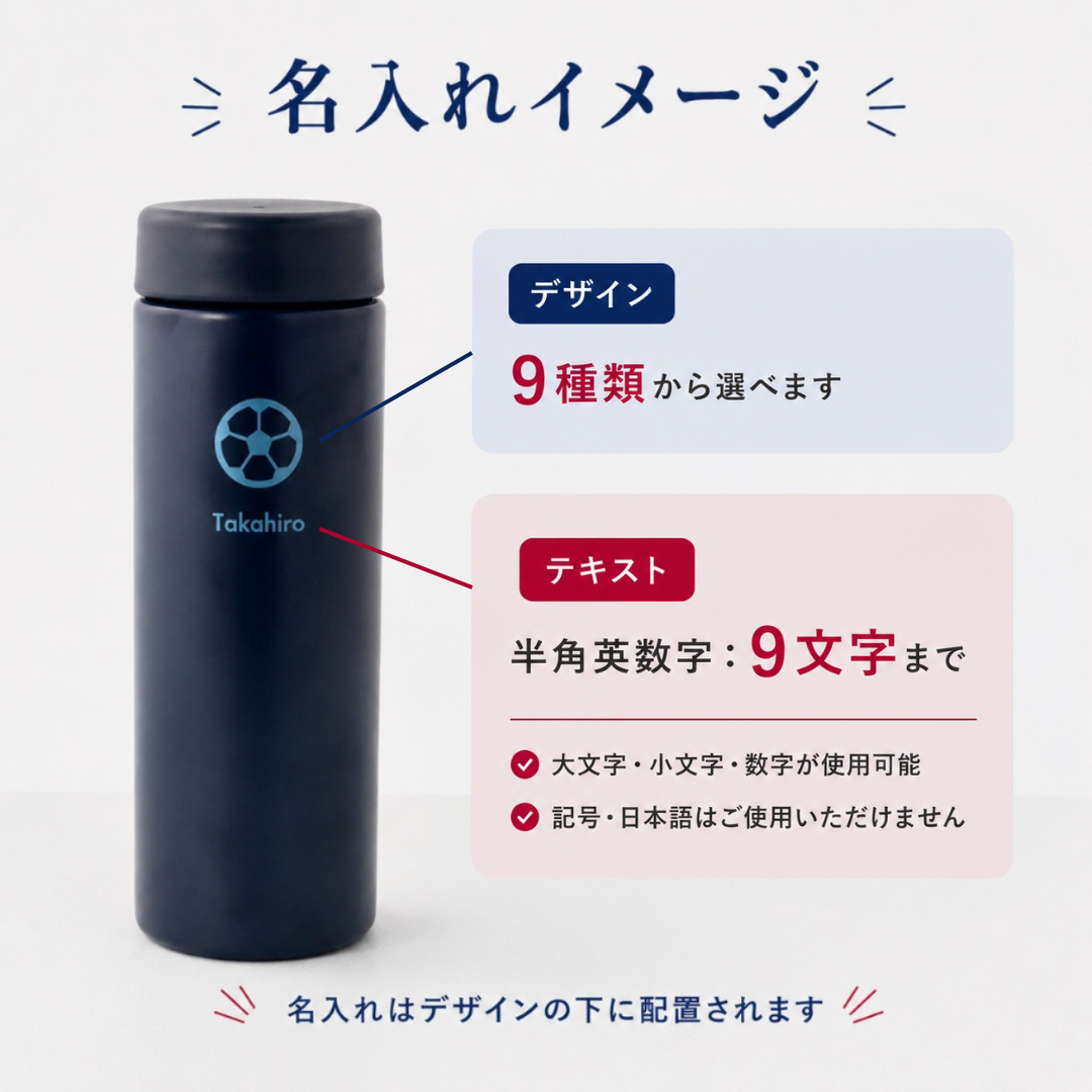 【名入れ&メンズ向けアイコン刻印】バイカラーサーモステンレスボトル　500ml