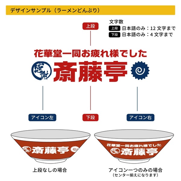選べるアイコンの名入れラーメンどんぶり