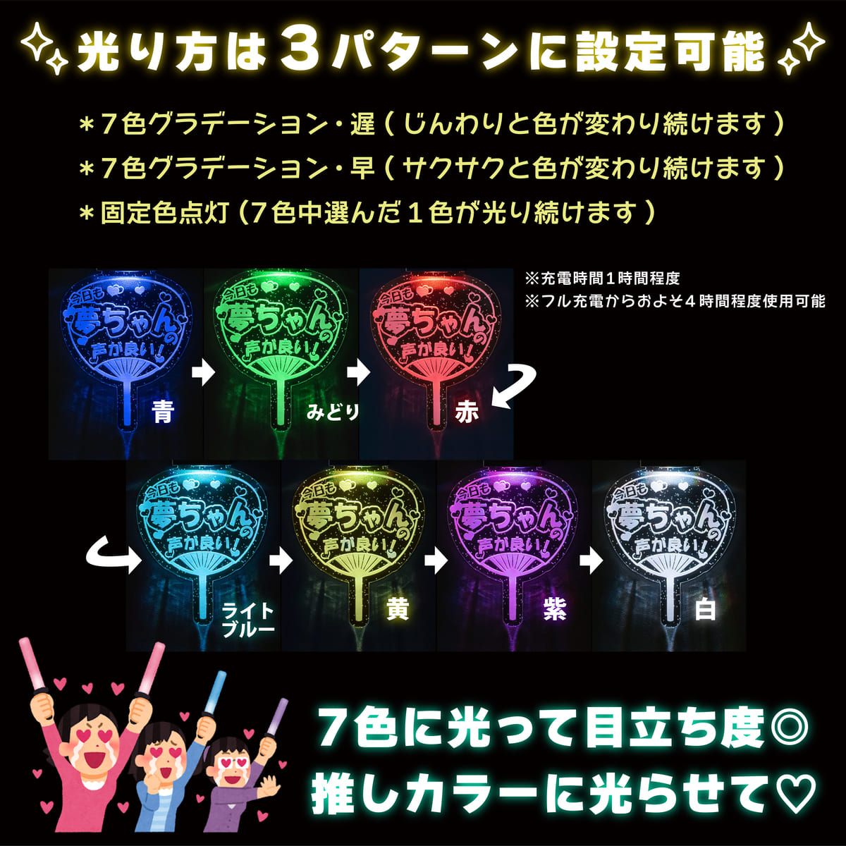 光る！名入れうちわキーホルダー [ラメ]