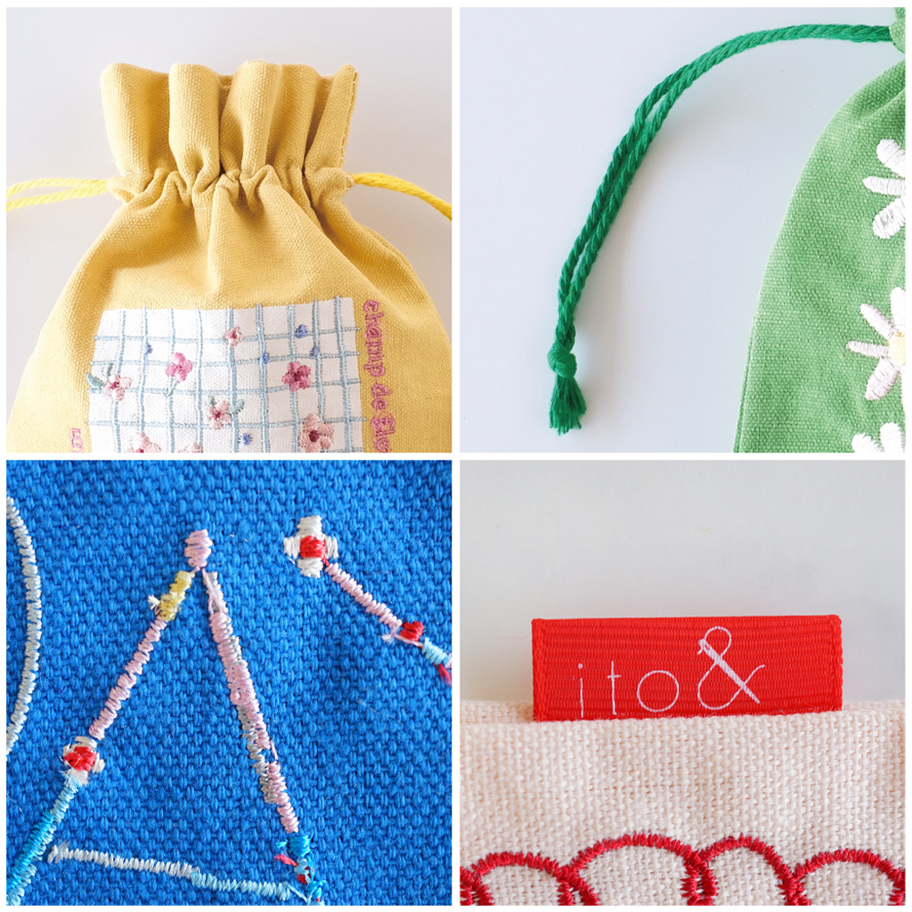 ito& ネオポップ　刺繍巾着ポーチ