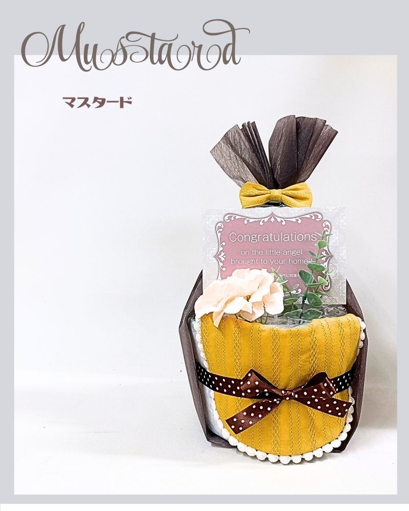 女の子用ポンポンレーススタイのおむつケーキ