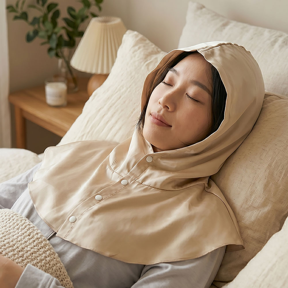 入眠スイッチ シルクナイトキャップ フードタイプ