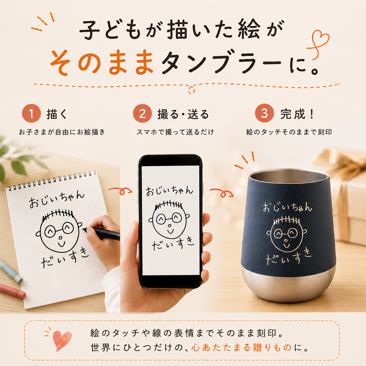 ペア【思い出を刻む・敬老の日】お絵かき刻印タンブラー　