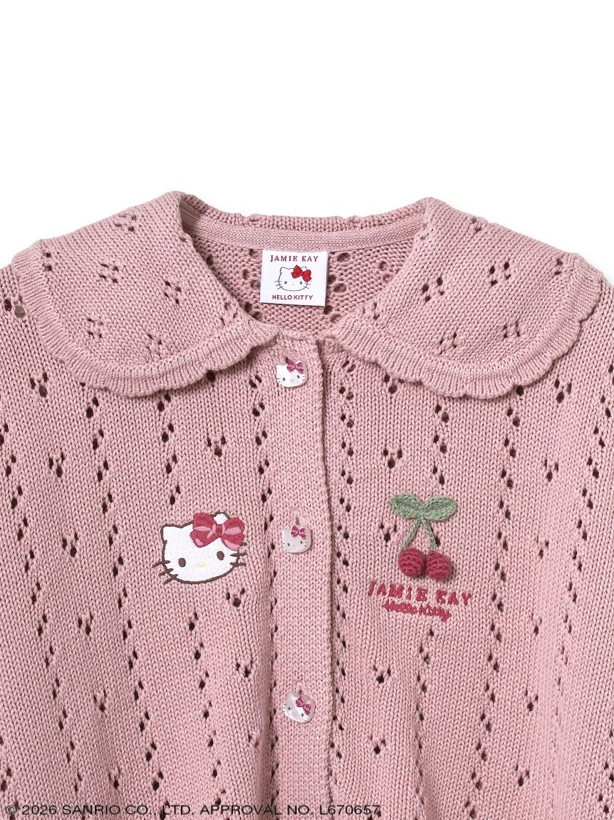 【HELLO KITTY】モチーフ付きニットポンチョ