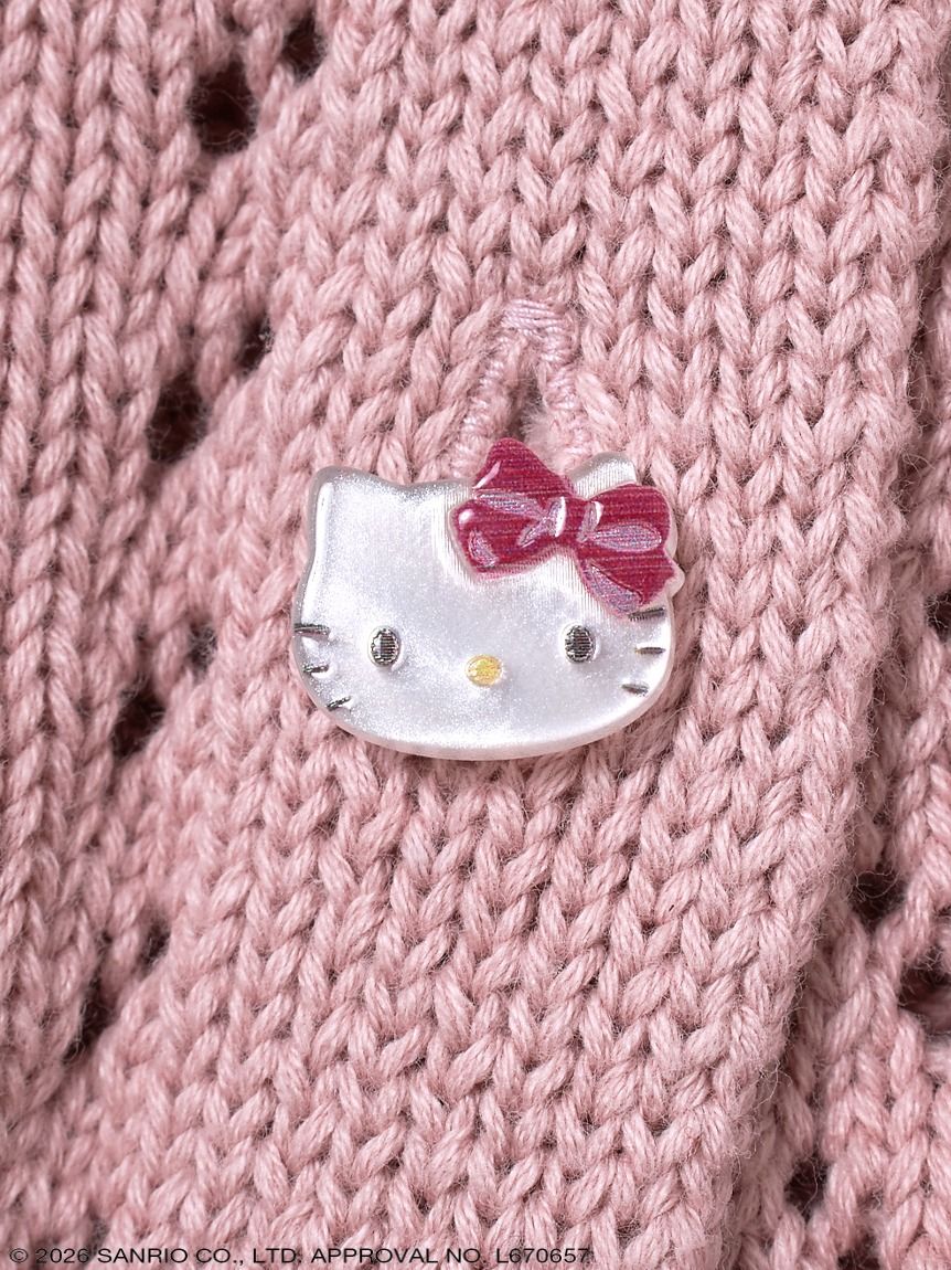 【HELLO KITTY】モチーフ付きニットポンチョ