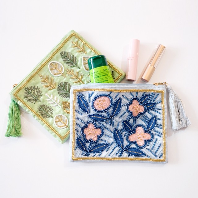 きらめく刺繍の花咲くポーチ Paljeeザリ刺繍ポーチ