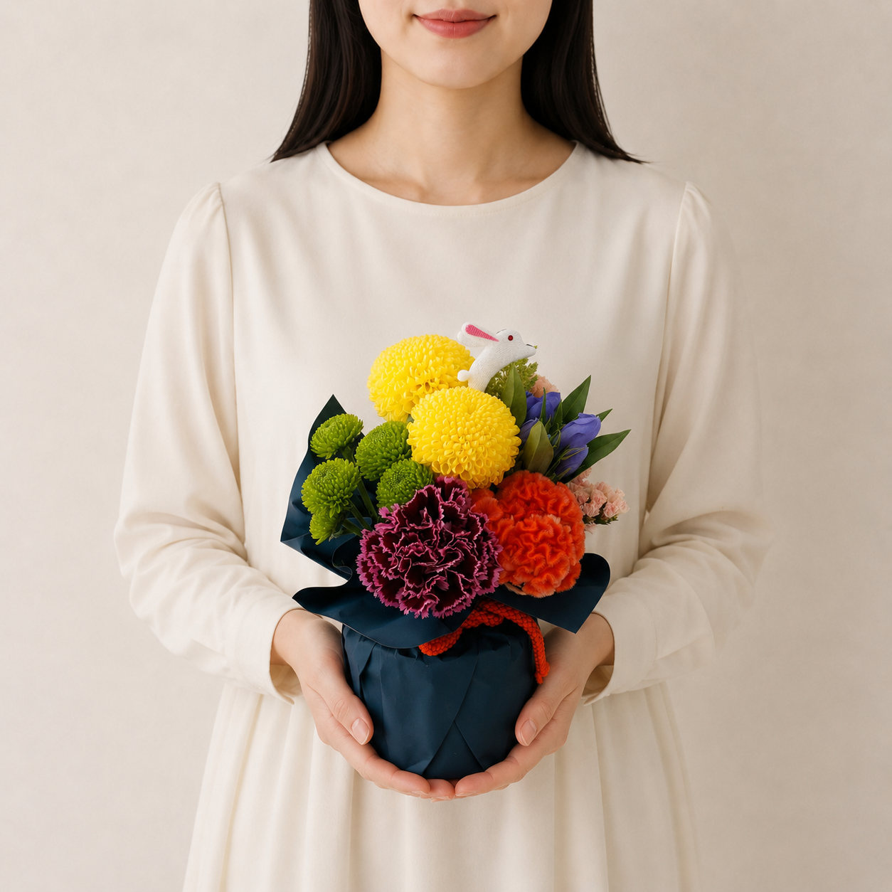 【敬老・お月見】そのまま飾れるブーケ「月宵（つきよい）うさぎ」