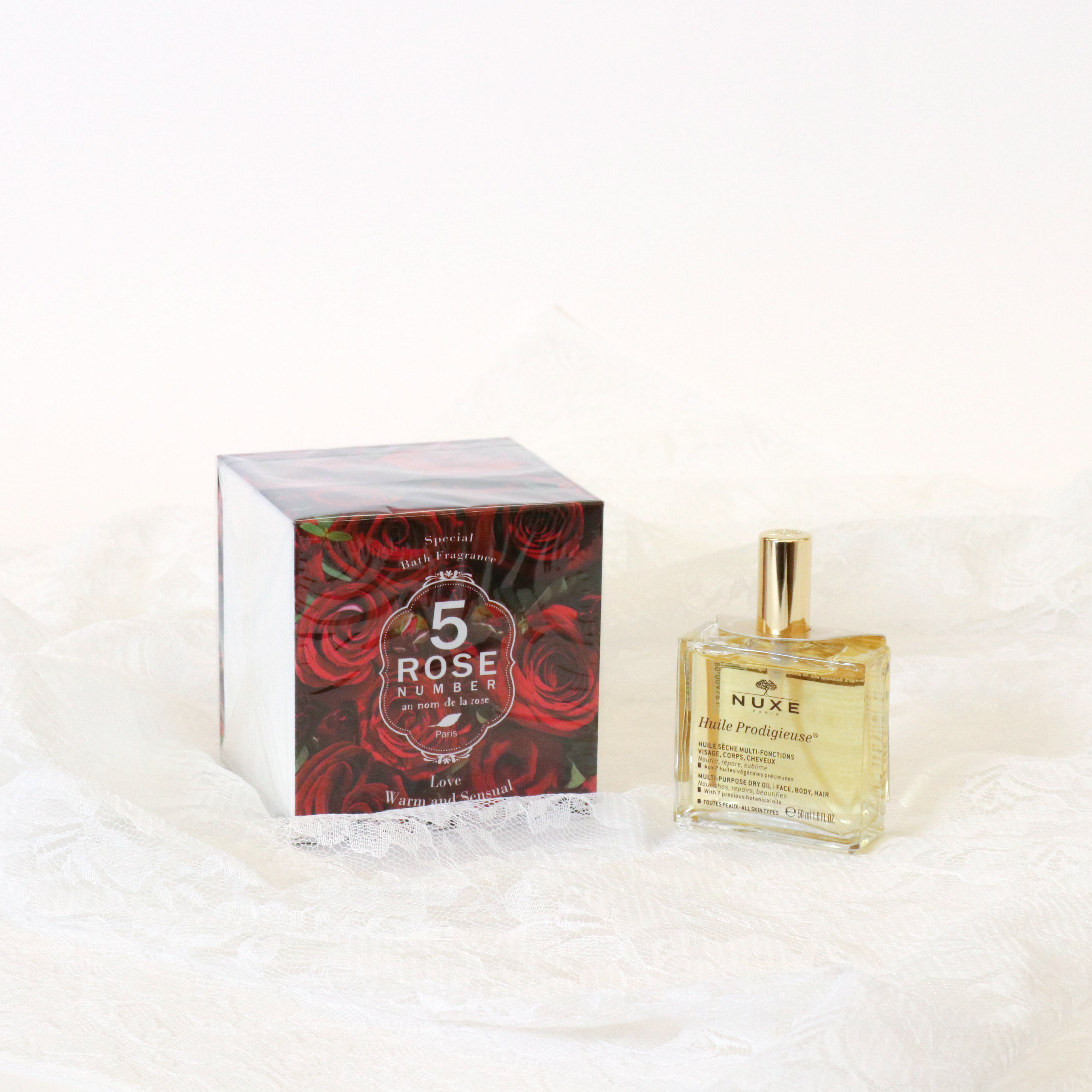 【タンプ限定/名入れ】ギフトセットヘアオイル&バラの形の入浴剤