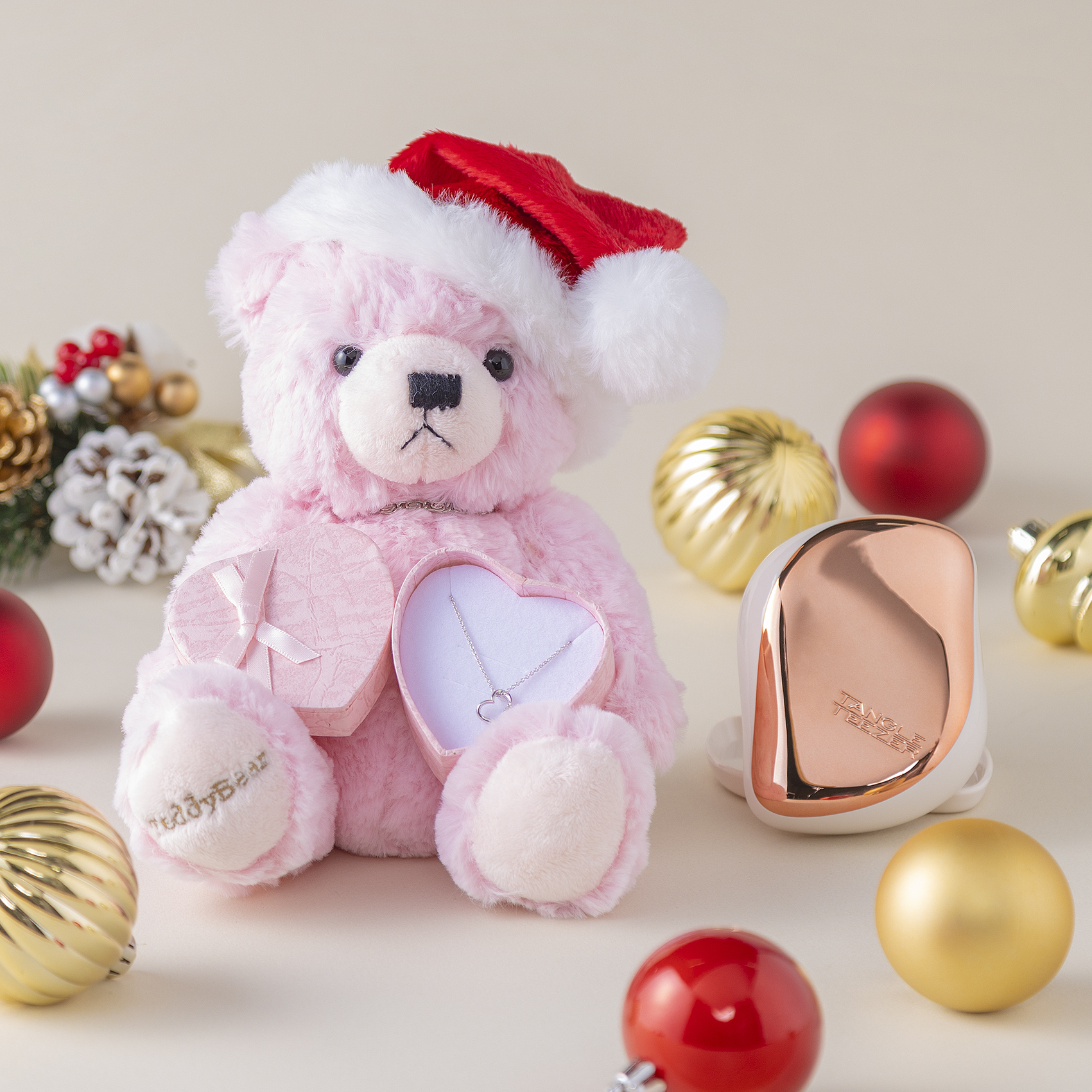 【タンプ限定】ギフトセット〝ヘアブラシ＆誕生石ネックレス＆テディベア〟