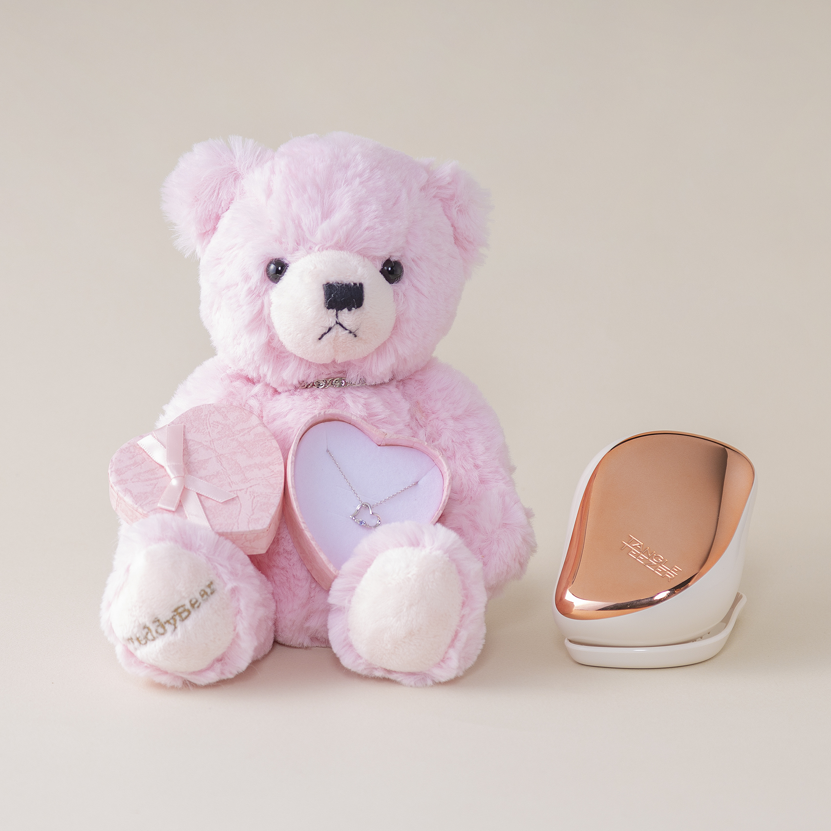 【タンプ限定】ギフトセット〝ヘアブラシ＆誕生石ネックレス＆テディベア〟