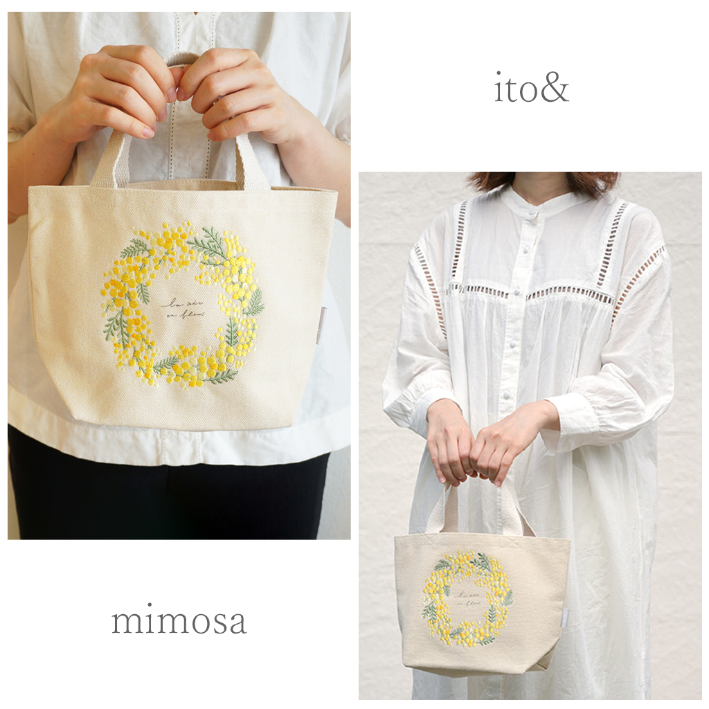【ito&】 柔らかい色彩の刺繍が美しいミニトートバッグ