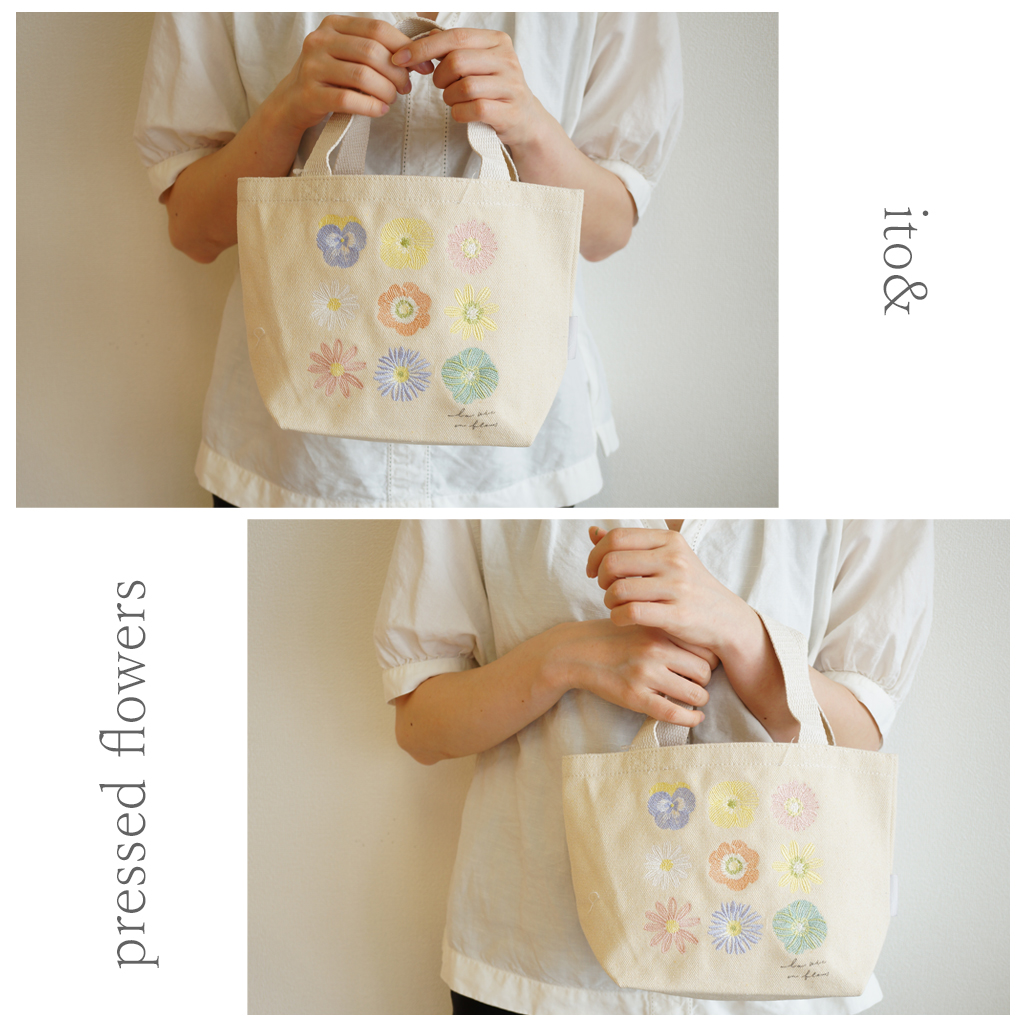 【ito&】 柔らかい色彩の刺繍が美しいミニトートバッグ